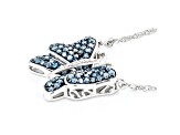 Blue And White Diamond Rhodium Over Sterling Silver 18" Butterfly Necklace 0.70ctw