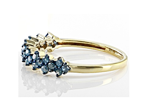 Blue Diamond 14k Yellow Gold Over Sterling Silver Band Ring 0.45ctw