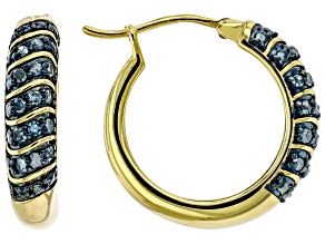 Blue Diamond 14k Yellow Gold Over Sterling Silver Hoop Earrings 0.50ctw