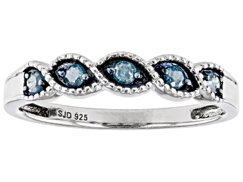 Picture of Blue Velvet Diamonds™ Rhodium Over Sterling Silver Band Ring 0.20ctw