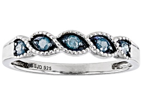 Blue Velvet Diamonds™ Rhodium Over Sterling Silver Band Ring 0.20ctw