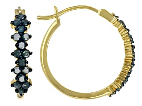 Blue Diamond 14k Yellow Gold Over Sterling Silver Hoop Earrings 0.70ctw