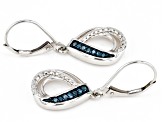 Blue Diamond Rhodium Over Sterling Silver Teardrop Earrings 0.15ctw