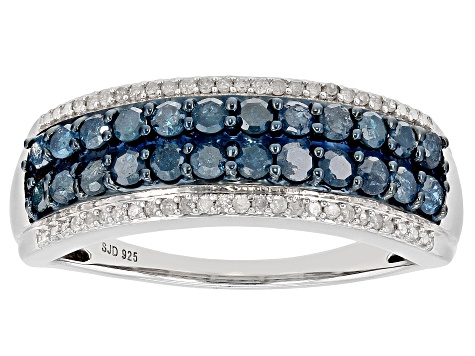 Blue Velvet Diamonds™ And White Diamond Rhodium Over Sterling Silver ...