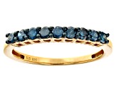 Blue Diamond 14k Yellow Gold Over Sterling Silver Band Ring 0.45ctw