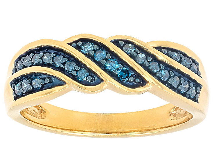 アクセサリー 4.W.A. JEWELRY SUPPLY. RING NAVY/GOLD Blue Diamond 14K Yellow Gold Over Brass Crossover Ring 0.25ctw