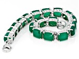 Green Onyx Rhodium Over Sterling Silver Line Bracelet