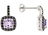 Purple amethyst rhodium over sterling silver earrings 2.02ctw