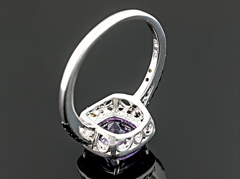 Purple Amethyst Rhodium Over Sterling Silver Ring 2.49ctw