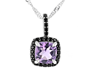 Picture of Purple Brazilian Amethyst Rhodium Over Sterling Silver Pendant With Chain 1.85ctw