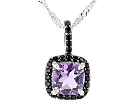 Purple Brazilian Amethyst Rhodium Over Sterling Silver Pendant With Chain 1.85ctw