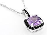 Purple Brazilian Amethyst Rhodium Over Sterling Silver Pendant With Chain 1.85ctw