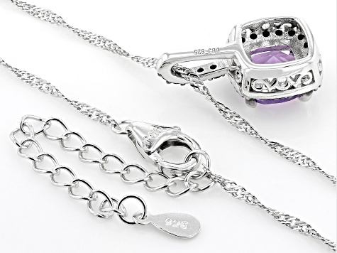 Purple Brazilian Amethyst Rhodium Over Sterling Silver Pendant With Chain 1.85ctw