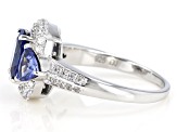 Blue and White Cubic Zirconia Rhodium Over Sterling Silver Ring 4.65ctw