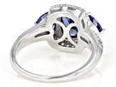 Blue and White Cubic Zirconia Rhodium Over Sterling Silver Ring 4.65ctw