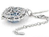 Blue And White Cubic Zirconia Rhodium Over Sterling Silver Pendant With Chain 16.12ctw