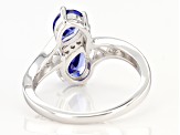 Blue And White Cubic Zirconia Rhodium Over Sterling Silver Ring 2.56ctw