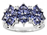 Blue And White Cubic Zirconia Rhodium Over Sterling Silver Ring 5.95ctw