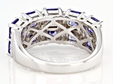 Blue And White Cubic Zirconia Rhodium Over Sterling Silver Ring 6.22ctw