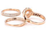 Pink, Mocha, And White Cubic Zirconia 18K Rose Gold Over Sterling Silver Ring With Bands 4.27ctw