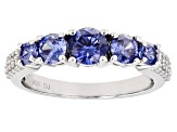 Blue And White Cubic Zirconia Rhodium Over Sterling Silver Ring 2.30ctw