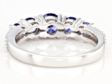 Blue And White Cubic Zirconia Rhodium Over Sterling Silver Ring 2.30ctw