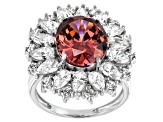 Blush And White Cubic Zirconia Rhodium Over Sterling Silver Ring 16.10ctw