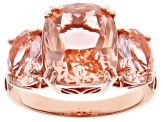Morganite Simulant 18K Rose Gold Over Sterling Silver Ring 6.49ctw