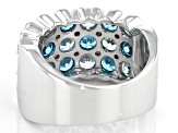 Blue And White Cubic Zirconia Rhodium Over Sterling Silver Ring 6.64ctw