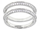 Blue And White Cubic Zirconia Rhodium Over Sterling Silver Ring With Guard 11.57ctw