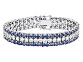 Blue And White Cubic Zirconia Rhodium Over Sterling Silver Tennis Bracelet 62.54ctw