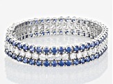 Blue And White Cubic Zirconia Rhodium Over Sterling Silver Tennis Bracelet 62.54ctw