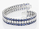 Blue And White Cubic Zirconia Rhodium Over Sterling Silver Tennis Bracelet 62.54ctw