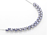 Blue Cubic Zirconia Rhodium Over Sterling Silver Adjustable Necklace 23.55ctw