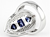 Blue And White Cubic Zirconia Platinum Over Sterling Silver Ring 8.43ctw
