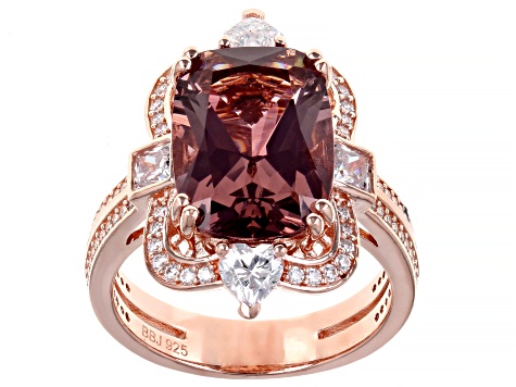 Blush Zircon Simulant And White Cubic Zirconia 18K Rose Gold Over Sterling Silver Ring 9.05ctw