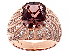 Blush Zircon Simulant And White Cubic Zirconia 18K Rose Gold Over Sterling Silver Ring 8.42ctw