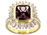 Blush Zircon Simulant And White Cubic Zirconia 18K Yellow Gold Over Sterling Silver Ring 5.87ctw