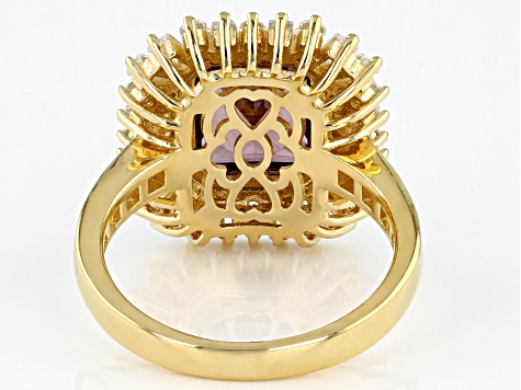 Blush Zircon Simulant And White Cubic Zirconia 18K Yellow Gold Over Sterling Silver Ring 5.87ctw