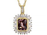 Blush Zircon Simulant And White Cubic Zirconia 18K Yellow Gold Over Silver Pendant With Chain