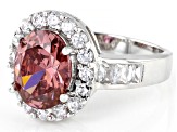 Blush And White Cubic Zirconia Rhodium Over Sterling Silver Ring 6.50ctw