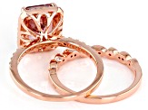 Pink And White Cubic Zirconia 18K Rose Gold Over Sterling Silver Ring With Band 4.24ctw