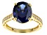Blue And White Cubic Zirconia 18K Yellow Gold Over Sterling Silver Ring 8.66ctw
