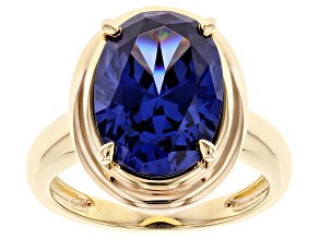 Blue Cubic Zirconia 18K Yellow Gold Over Sterling Silver Ring 9.87ctw