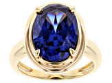 Blue Cubic Zirconia 18K Yellow Gold Over Sterling Silver Ring 9.87ctw