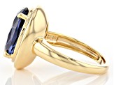 Blue Cubic Zirconia 18K Yellow Gold Over Sterling Silver Ring 9.87ctw