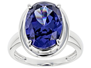 Blue Cubic Zirconia Platinum Over Sterling Silver Ring 9.87ctw