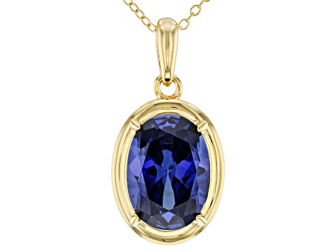 Blue Cubic Zirconia 18K Yellow Gold Over Sterling Silver Pendant With Chain 9.87ctw