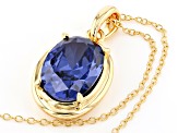 Blue Cubic Zirconia 18K Yellow Gold Over Sterling Silver Pendant With Chain 9.87ctw