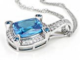 Blue And White Cubic Zirconia Rhodium Over Sterling Silver Pendant With Chain 5.44ctw